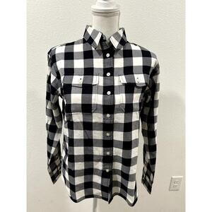 Lauren Ralph Lauren Womens Plaid Winter Long Sleeve Shirt Button Down Black XS